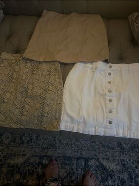 Lots of 3 mini skirts Neutral Beige and White Skirt